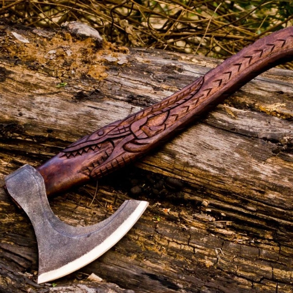 Custom Handmade Carbon Steel Viking Axe With Sheath