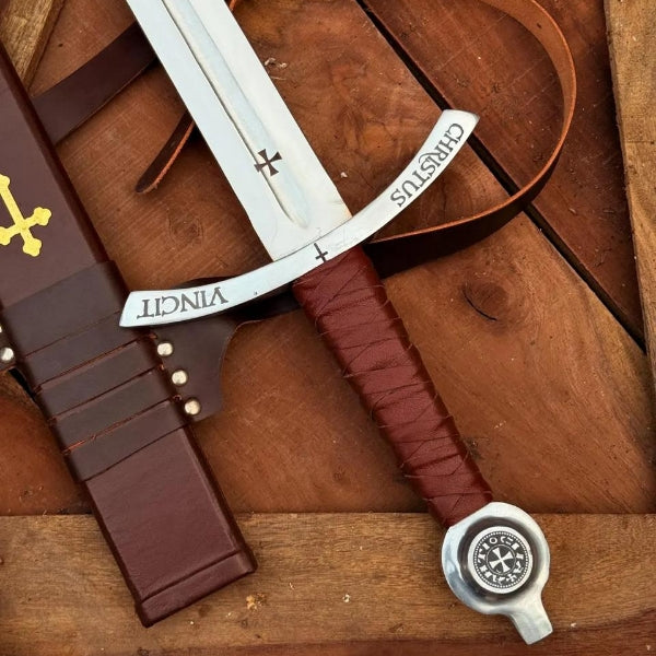 Handmade Faithkeeper Templar Sword – High Carbon Steel Crusader Replica With Scabbard