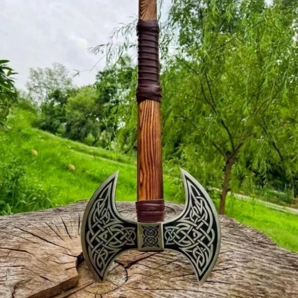 Double Head Viking Axe. Hand-Forged Carbon Steel Axe