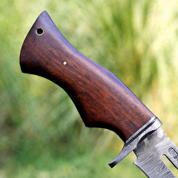 Damascus Steel Viking Knife –  Dark Hand Forged Survival Blade with Leather Sheath