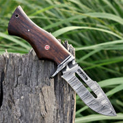 Damascus Steel Viking Knife –  Dark Hand Forged Survival Blade with Leather Sheath thumbnail