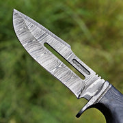 Damascus Steel Viking Knife – Black Hand Forged Survival Blade with Leather Sheath thumbnail