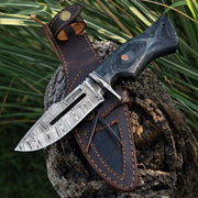 Damascus Steel Viking Knife – Black Hand Forged Survival Blade with Leather Sheath thumbnail