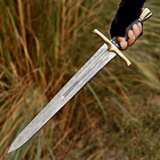 Handmade Damascus Steel Pirate Sword -  Viking Cutlass for Cosplay & LARP thumbnail