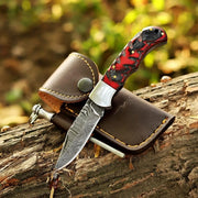 Handmade Copper Damascus Folding Knife Rose Wood Handle thumbnail