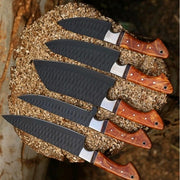 Handmade 5-Piece Carbon Steel Chef Knife Set with Leather Roll thumbnail