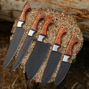 Handmade 5-Piece Carbon Steel Chef Knife Set with Leather Roll thumbnail