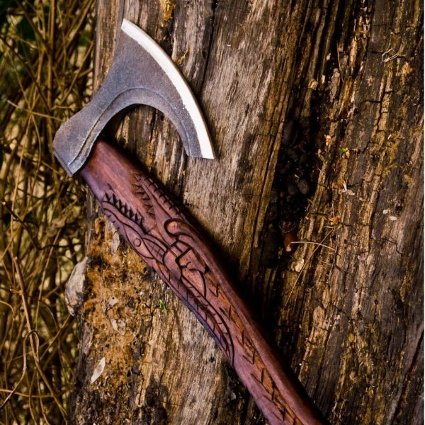 Custom Handmade Carbon Steel Viking Axe With Sheath
