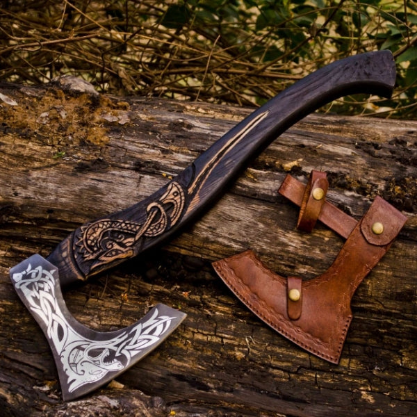 Custom Handmade Carbon Steel Viking Axe Tomahawk Axe Throwing Hatchet