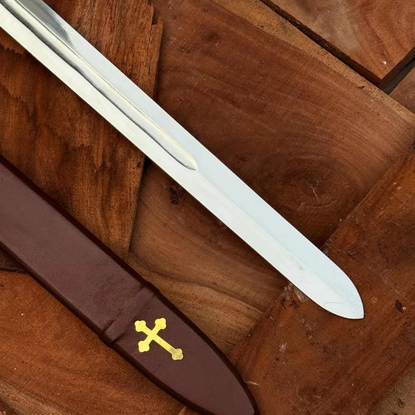 Handmade Faithkeeper Templar Sword – High Carbon Steel Crusader Replica With Scabbard