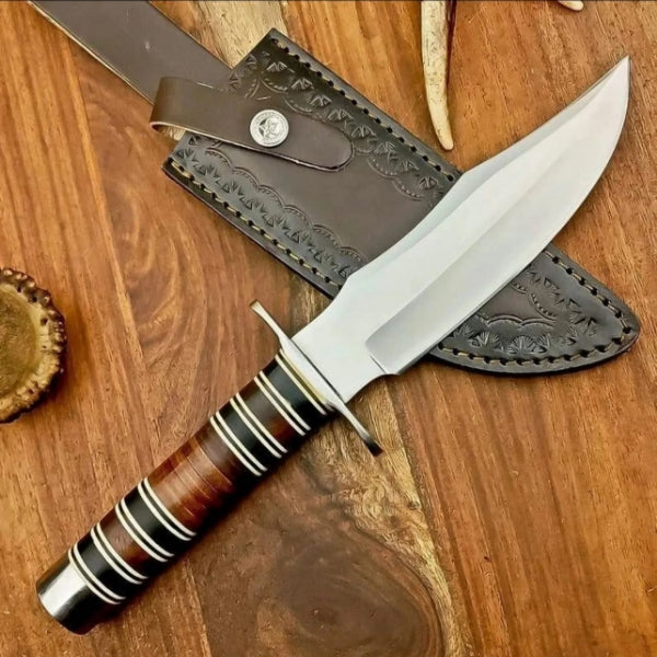 Hand Forged CUSTOM D2 STEEL Hunting Knife Full Tang With Leather Sheath