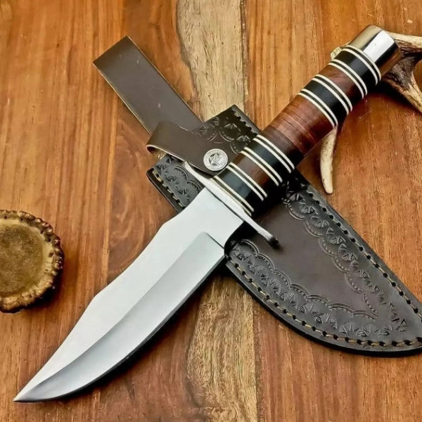 Hand Forged CUSTOM D2 STEEL Hunting Knife Full Tang With Leather Sheath
