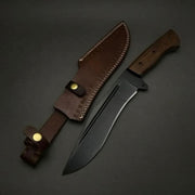 HANDMADE D2 TOOL STEEL BOWIE KNIFE WITH LEATHER SHEATH thumbnail