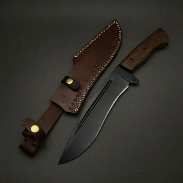 HANDMADE D2 TOOL STEEL BOWIE KNIFE WITH LEATHER SHEATH