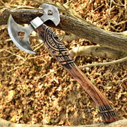 Hand Forged Viking Axe, D2 Steel, Heart Cutout, Ash Wood Handle thumbnail