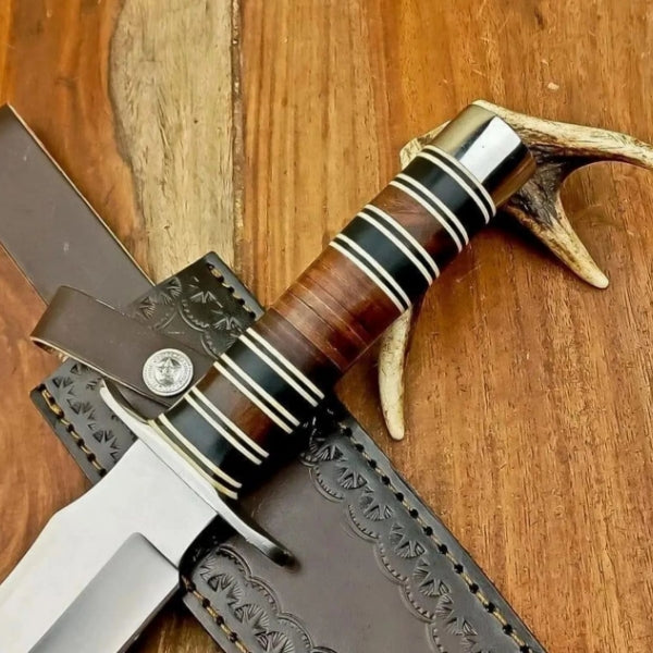 Hand Forged CUSTOM D2 STEEL Hunting Knife Full Tang With Leather Sheath