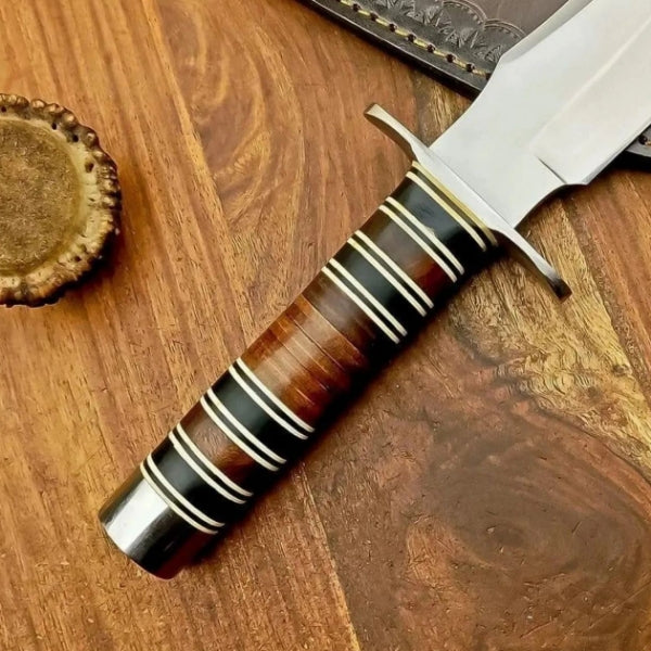 Hand Forged CUSTOM D2 STEEL Hunting Knife Full Tang With Leather Sheath