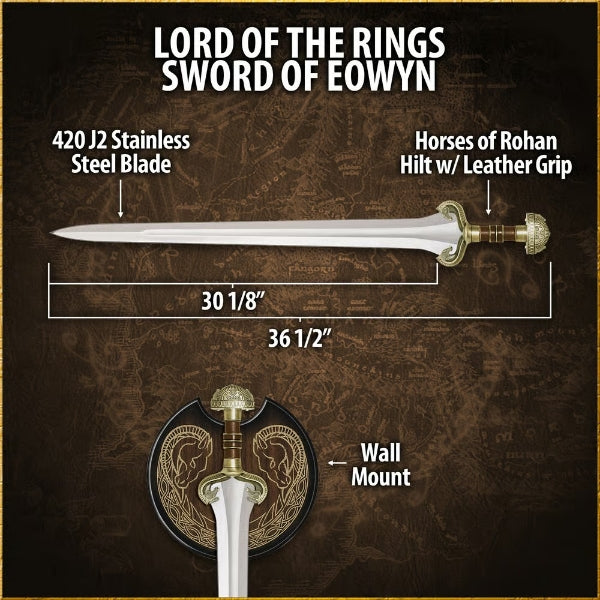 Big Sword of Eowyn LOTR Replica Sword With Display& Scabbard Viking Sword