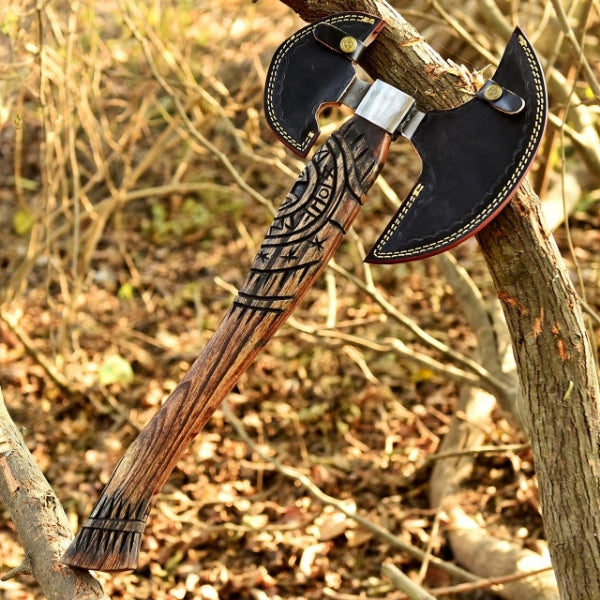 Hand Forged Viking Axe, D2 Steel, Heart Cutout, Ash Wood Handle