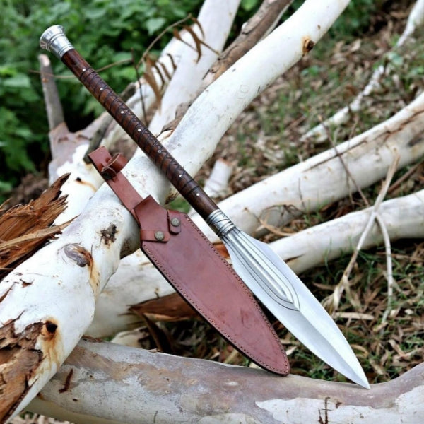 Carbon Steel Viking Spear Sword with Sheath Handmade Medieval