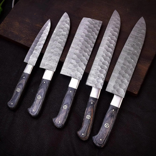 Custom Hand Forged 5-Pcs Damascus Kitchen Tool Set BBQ Chef Gift for Mom
