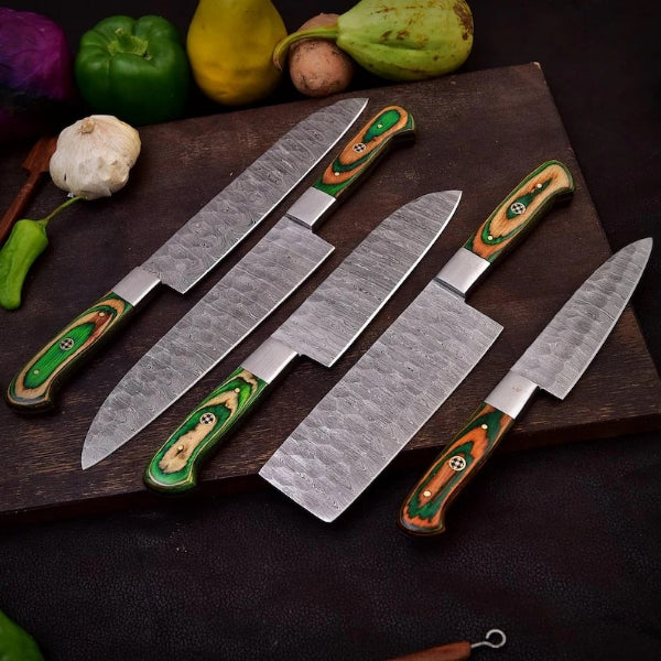 Custom Hand Forged 5-Pcs Damascus Kitchen Tool Set BBQ Chef Gift for Mom