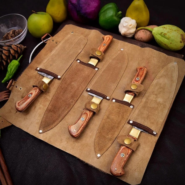 Custom Hand Forged 5-Pcs Damascus Kitchen Tool Set BBQ Chef Gift for Mom