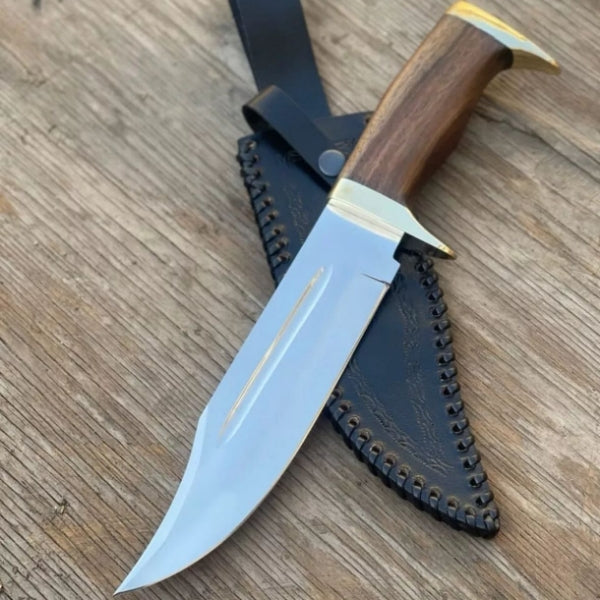 Custom Handmade J2 Steel Bowie Knife with Brass Guard and Rosewood Handle & Sheath