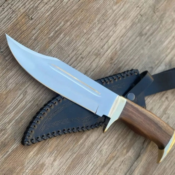 Custom Handmade J2 Steel Bowie Knife with Brass Guard and Rosewood Handle & Sheath