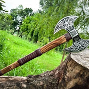 Double Head Viking Axe. Hand-Forged Carbon Steel Axe thumbnail