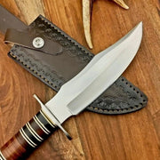 Hand Forged CUSTOM D2 STEEL Hunting Knife Full Tang With Leather Sheath thumbnail