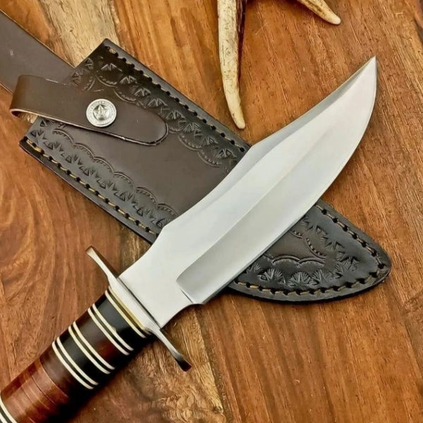 Hand Forged CUSTOM D2 STEEL Hunting Knife Full Tang With Leather Sheath