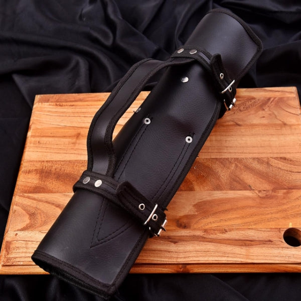 Premium 5-Piece High Carbon Stainless Steel Chef Knife Set with Hand-Stitched Leather Sheath