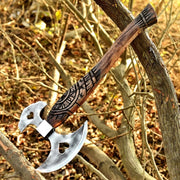 Hand Forged Viking Axe, D2 Steel, Heart Cutout, Ash Wood Handle thumbnail