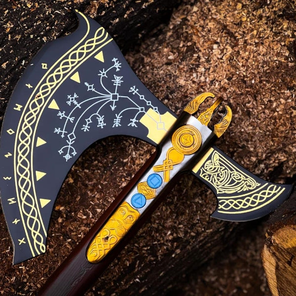 Leviathan Axe God Of War Kratos Axe Carbon Steel With Leather Sheath