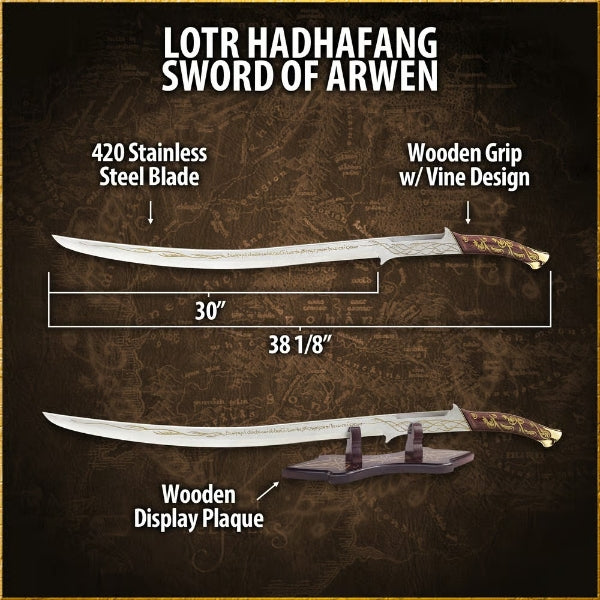 Handmade LOTR Hadhafang Sword of Arwen, Rings of Power Movie Replica - Authentic Lord of the Rings